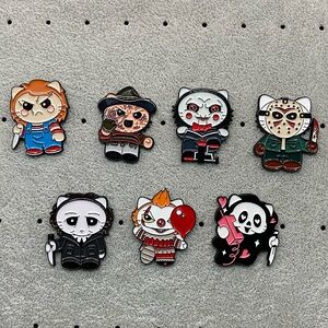 Halloween Horror Character enamel pins Set of 7
